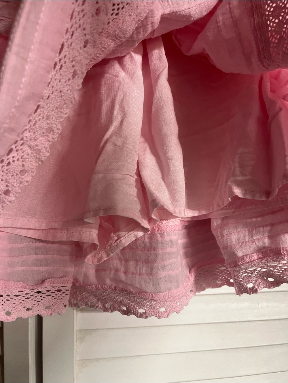 Tiered Pink Mini Skirt with Elastic Waist - Picture 8 of 8